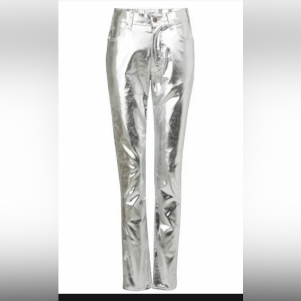 NWT CELINE STRAIGHT MID WAIST SILVER FOIL JEANS 28 (US 4/6) SOLD